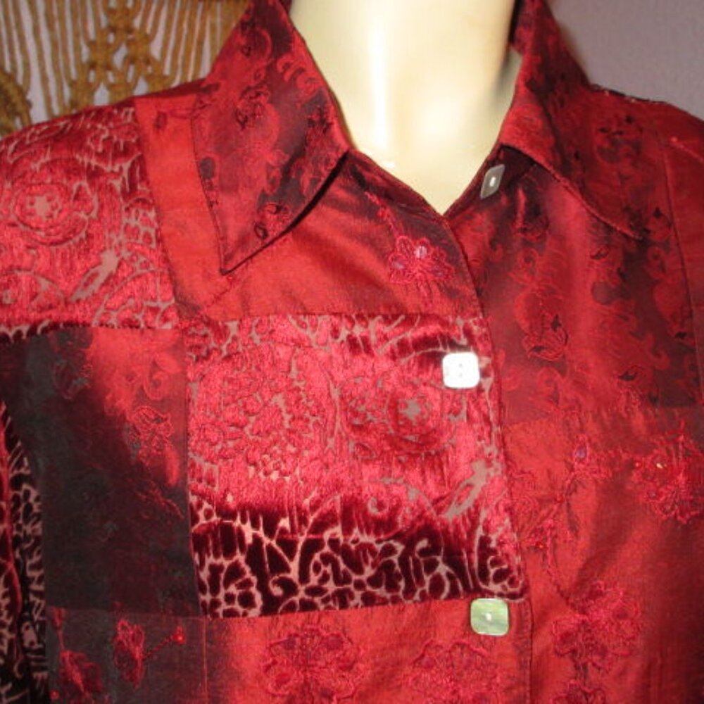 Coldwater Creek Patchwork Damask Button Up Shirt … - image 3